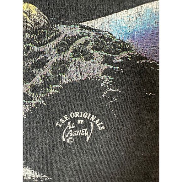 TSF Vintage USA Wolf Graphic Shirt Single Stitch Black Short Sleeve Men's Medium - Picture 3 of 6